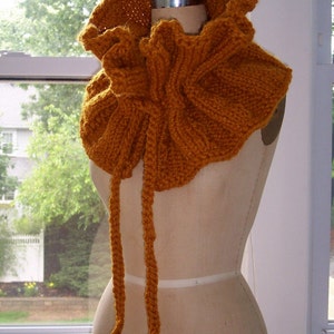 Orange Chunky Knit Bow Scarf image 2