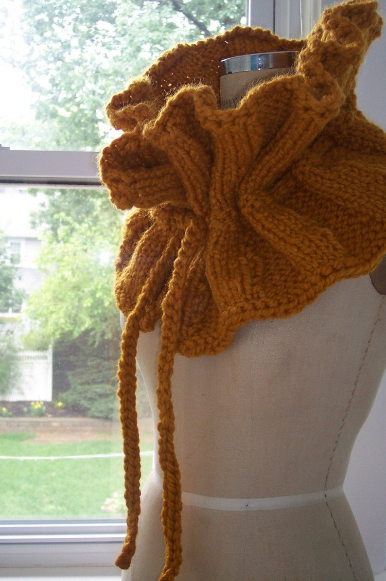 Orange Chunky Knit Bow Scarf image 3