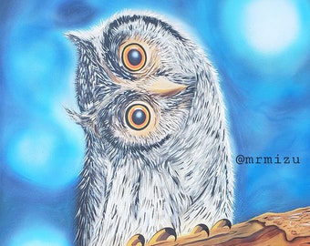 Night Owl - Limited Edition Print of Owl Painting by Mr. Mizu