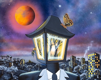 Night Shift  - Surreal Landscape Portrait Giclee Print on Canvas