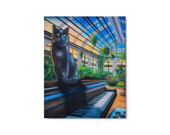 The Cat On The Piano by Mr. Mizu - Metal Print - 8 x 10 Inches