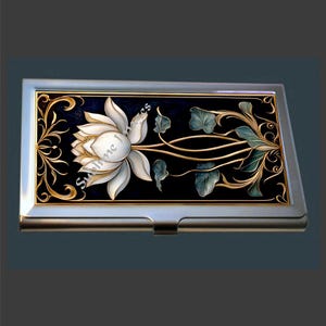 BC113 - Porte-cartes de visite Art Nouveau - Lotus blanc
