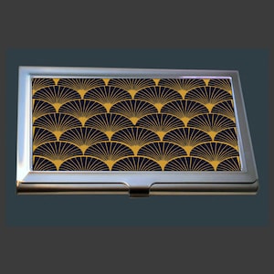 BC091 - Art Deco Business Card Case - Fan Shapes in Gold and Black