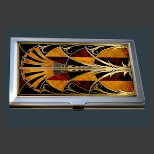 BC073 - Étui de carte de visite Art déco - Portes d’ascenseur du Chrysler Building, New York, 1930.