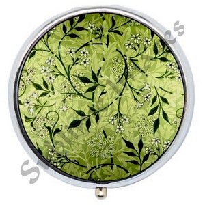 PBR001 - Boîte à pilules ronde - Papier peint jasmin par William Morris