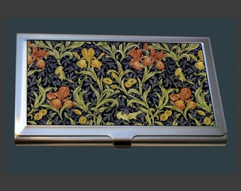 BC103 - Business Card Case - Blue Irises Pattern by William Morris (1834-1896)