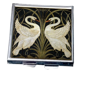 PBS008 - Square Pill Box - The Swans by Walter Crane (1845-1915).