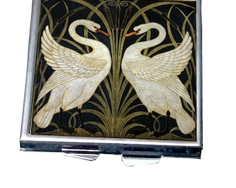 PBS008 - Square Pill Box - The Swans by Walter Crane (1845-1915).