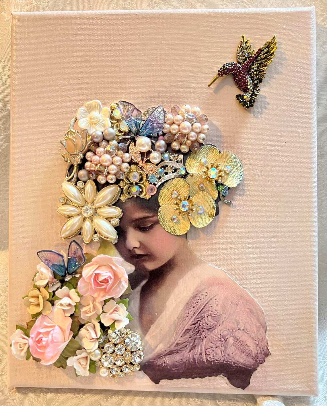 Vintage Jewelry Art Canvas Portrait Signed Etsy Il 1140xN.4148937174 Ijiu