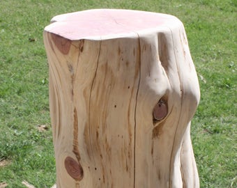 Tree Stump Side Table, timber end table, tree log table base, reclaimed wood live edge, side table, natural wood stump, Texas red cedar