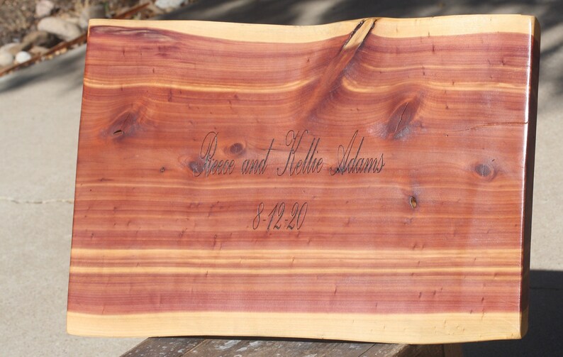 Alternative wedding guest book Engraved Live Edge Wedding Signing Boards Pecan or Cedar Texas Wedding Decor wood guest book Mesquite