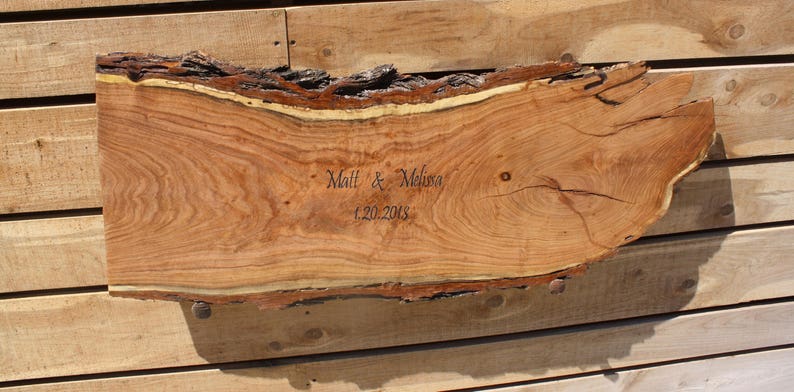 Alternative wedding guest book Engraved Live Edge Wedding Signing Boards Pecan or Cedar Texas Wedding Decor wood guest book Mesquite