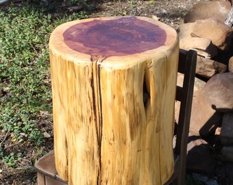 Tree Trunk End Table, bedside table, stump stool, side table, seat, rustic table base, 18" tall, finishing + paint included