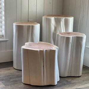 White Stump Side Table, End Table, Custom Home Decor, Pick Size Height ...