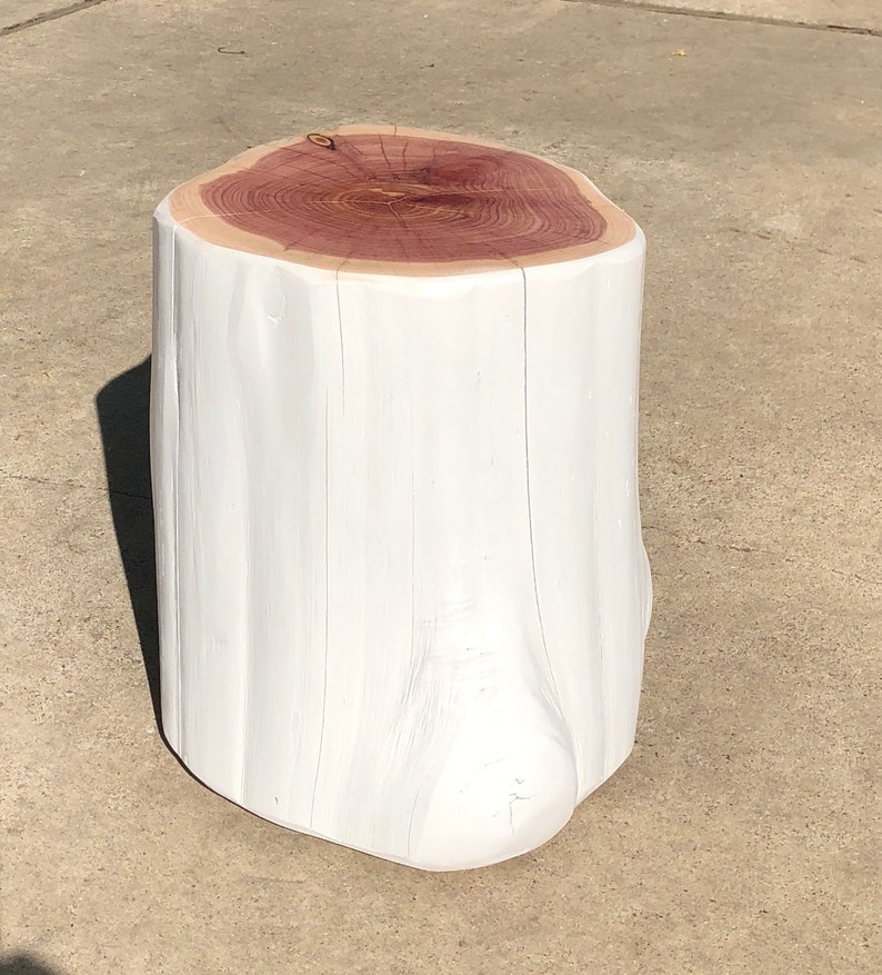 Cedar Tree Stump Bedside Table Rustic End Table Cabin Side Etsy