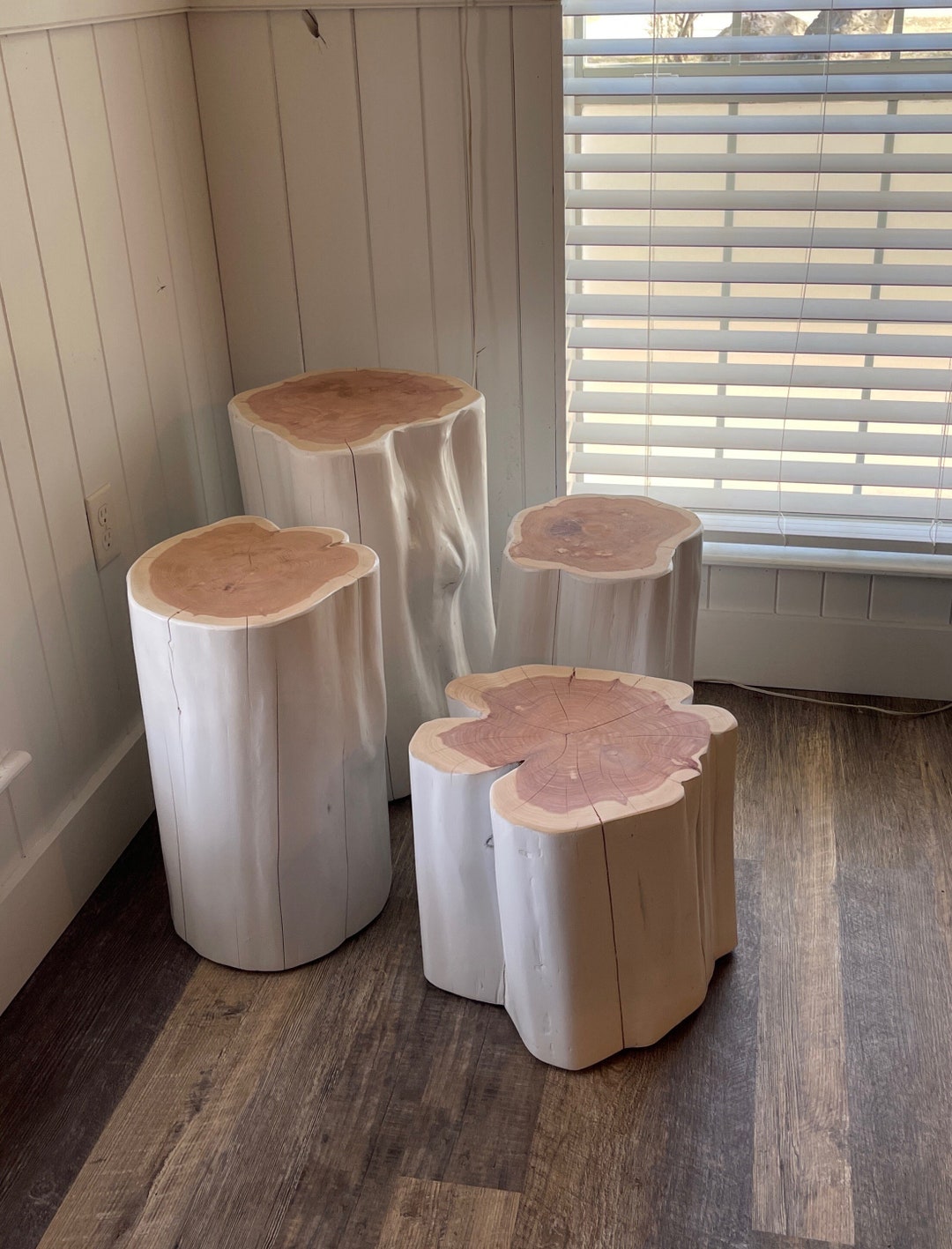 White Stump Side Table, End Table, Custom Home Decor, Pick Size Height ...