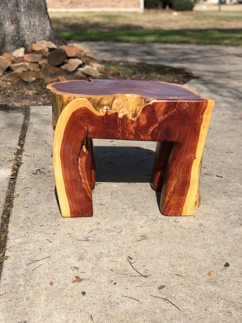 Tree Stump Side Table Timber End Log Reclaimed Cedar Wood Live Edge Natural