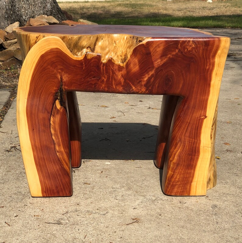 Tree Stump Side Table Timber End Log Reclaimed Cedar Wood Live Edge Natural