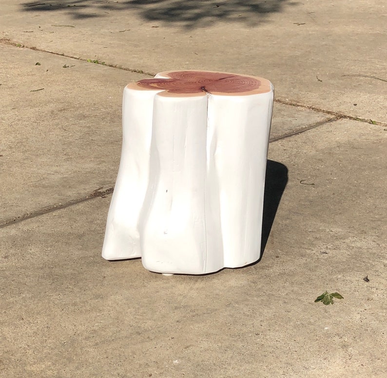 Cedar Tree Stump Bedside Table Rustic End Table Cabin Side Etsy