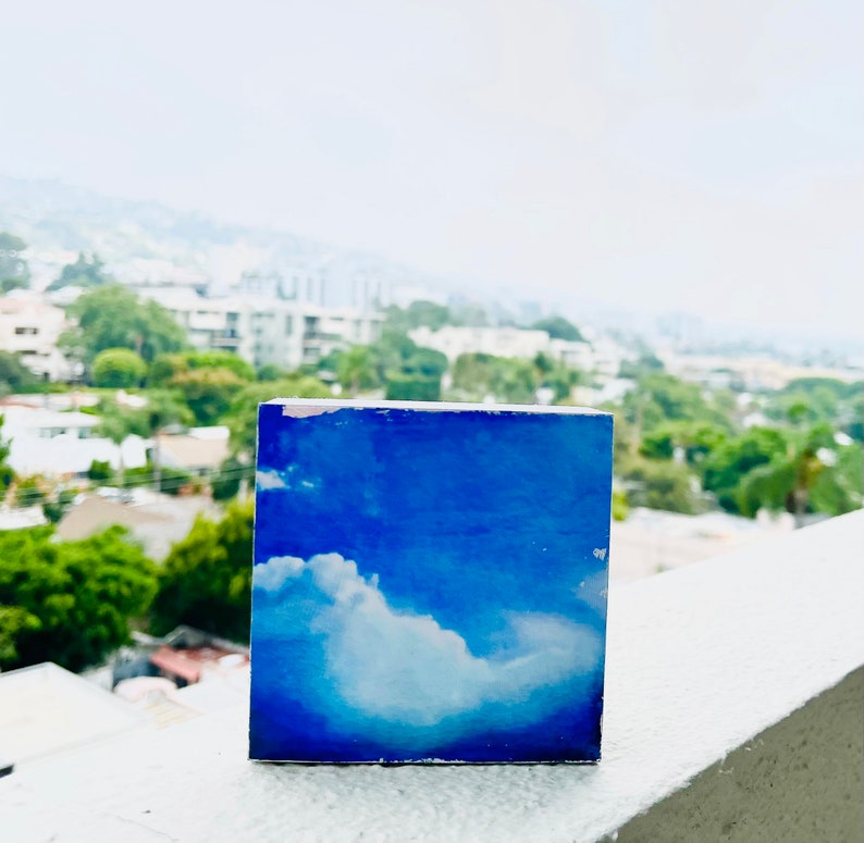 Small Cloud Art, Cloud in Blue Sky, Thank You Gift, Hostess, Teacher, Co-Worker, Housewarming, Kitchen, Appreciation, Grief/Loss Gift, Peace image 6