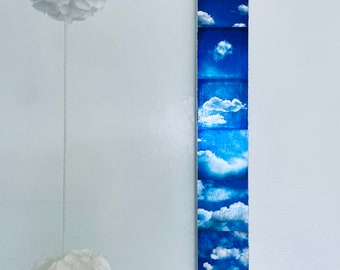 Cloud Art Decor, Blue and White Cloud Art, Long and Narrow Art for Small Spaces, Hallways, Blue White Decor, Happy Peaceful Cheerful hopeful