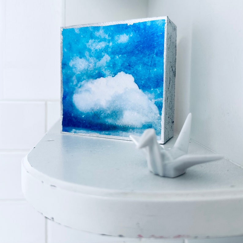 Set of 4 Dreamy Cloudscapes Blue Sky Cloud Art for Small Spaces, Zen Seeker, Nature Lover Space Explorer, Get Well, Easter Basket Gift image 5