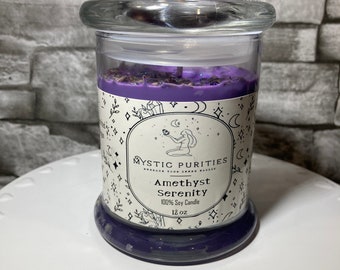 Bougie de soja en verre Amethyst Serenity Lavande 12 oz