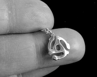 45 Adapter RPM Record Spider pendant charm necklace handmade from sterling silver or 14k gold filled Tiny or Large size