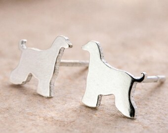 Pendientes de perro afgano hechos a mano en plata de ley o oro de 14k