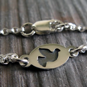 Dainty Dove Chain Bracelet Handmade from sterling silver