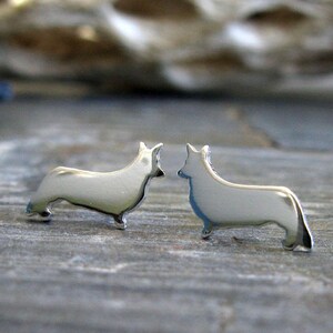 Cardigan Welsh Corgi dog stud earrings handmade in sterling silver or 14k gold