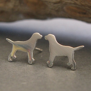 Labrador Retriever dog stud earrings handmade in sterling silver