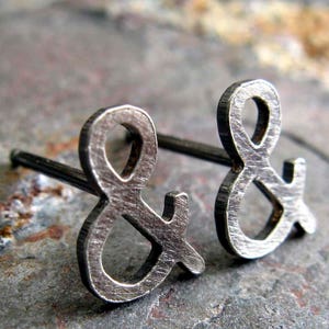 Ampersand & symbol stud earrings handmade in sterling silver or 14k gold