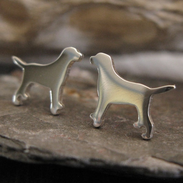 Labrador Retriever dog stud earrings handmade in sterling silver or 14k gold