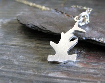 Hammerhead shark pendant charm necklace handmade from sterling silver