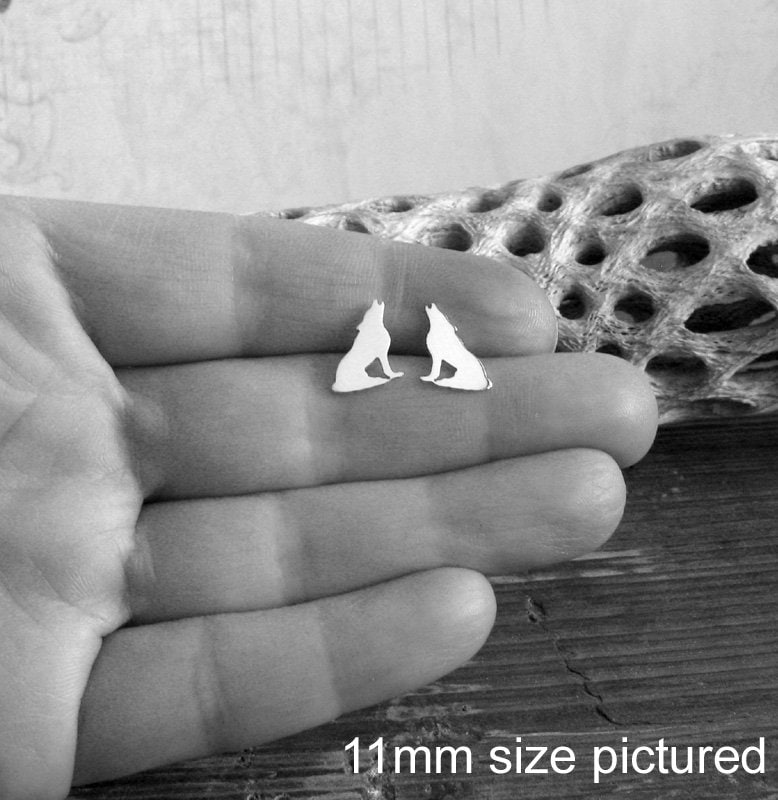 Howling Wolf Stud Earrings Handmade in Sterling Silver - Etsy