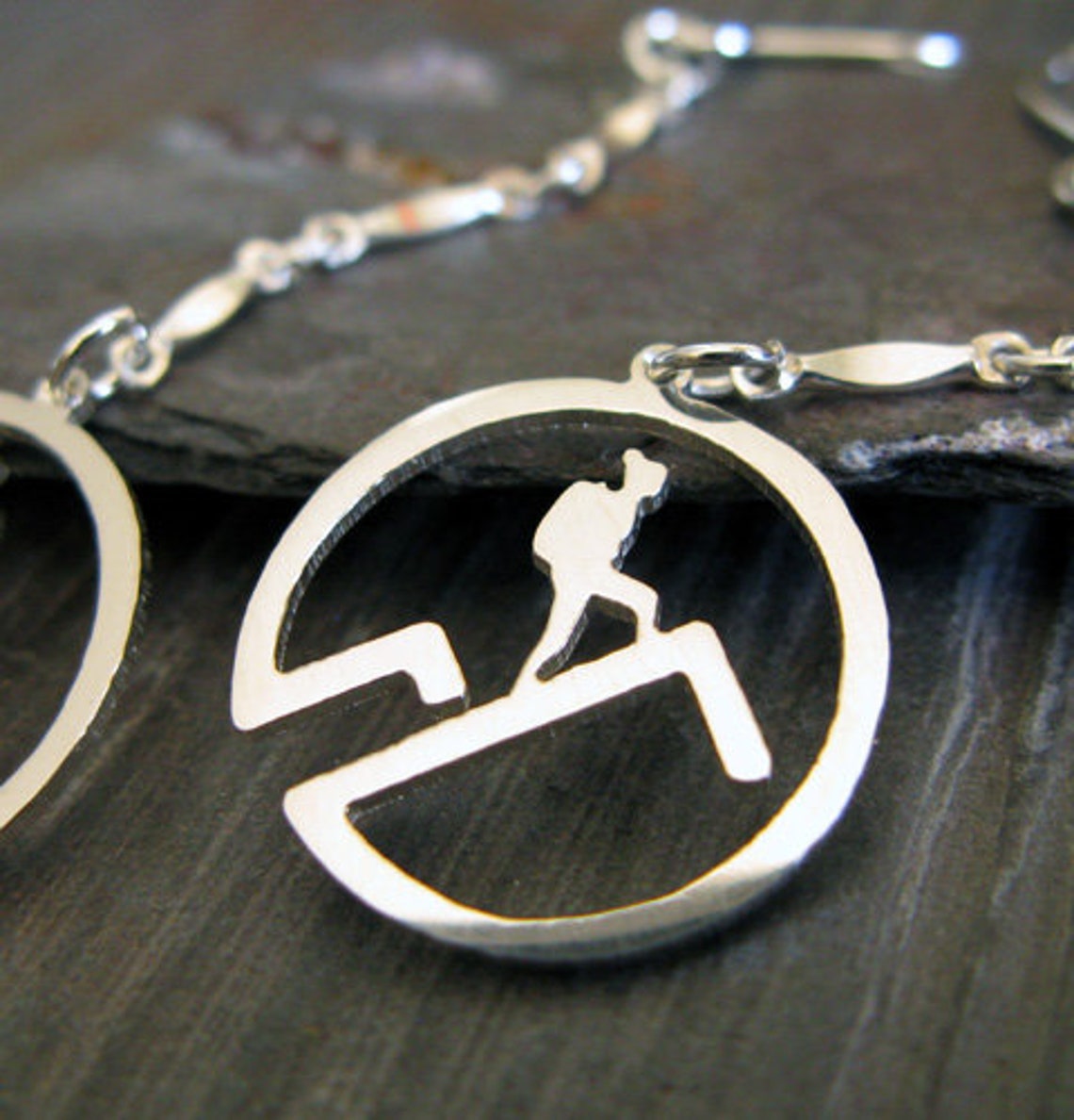 Hiking Earrings Girl With Backpack and Bun Climbing Mountain Etsy