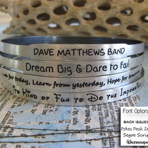 Personalized bangle bracelet. Sterling silver custom engraved stacking jewelry. Quote, message, names, dates.. you choose font. image 8