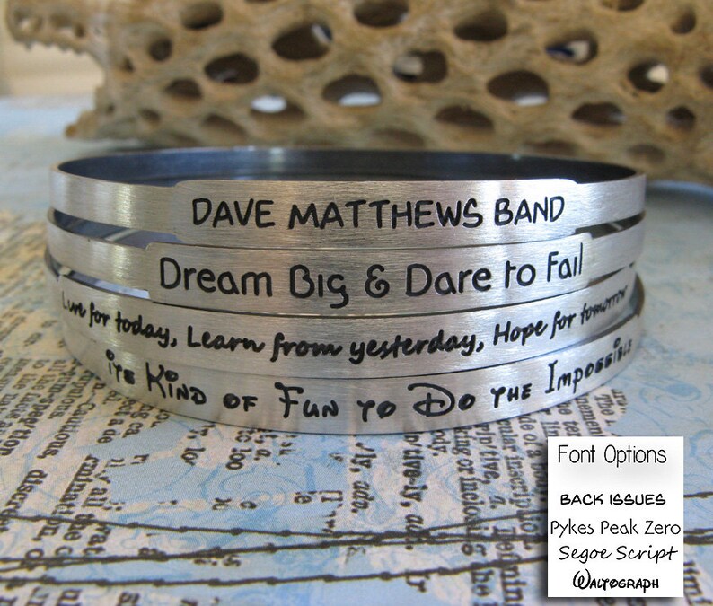 Personalized bangle bracelet. Sterling silver custom engraved stacking jewelry. Quote, message, names, dates.. you choose font. image 8