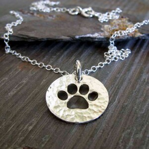 Dog or cat paw sterling silver pendant necklace. Animal lover gift. Dainty cable chain. Rescue dog. Pet gift. Simple necklace.