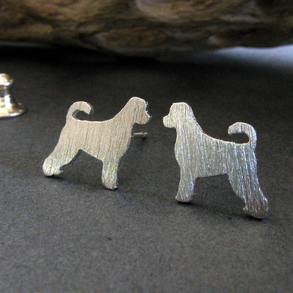 Portuguese water dog stud earrings handmade in sterling silver or 14k gold