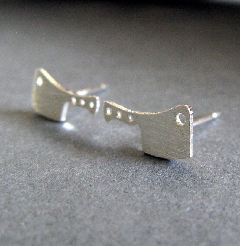 Butcher Knife Cleaver Stud Earrings Handmade in Sterling Etsy