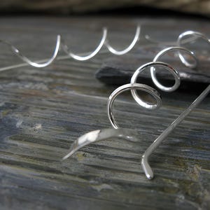 Sterling silver or 14k gold filled spiral earrings artisan wire work Long & Lean