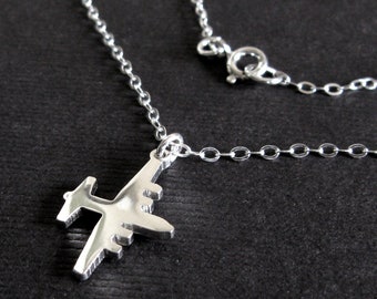 Dainty Hercules C 130 Military Airplane pendant necklace handmade from sterling silver or 14k gold filled