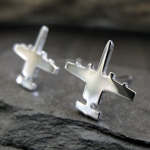 A-10  Thunderbolt II Warthog Military Jet Airplane stud earrings handmade in sterling silver or 14k gold