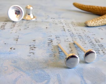 Tiny 3mm shiny dot minimalist sterling silver stud earrings