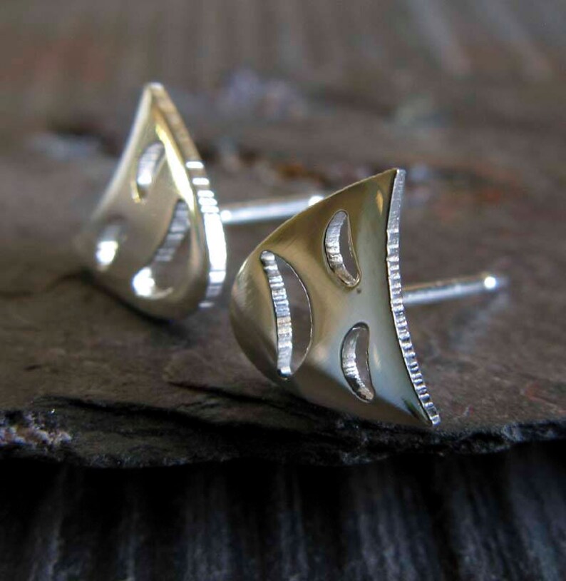 Comedy & Tragedy Drama Mask Stud Earrings Handmade in Sterling Etsy
