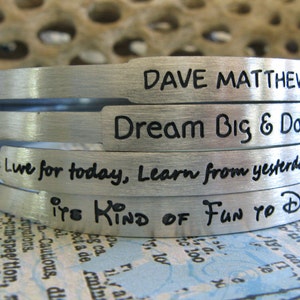 Personalized bangle bracelet. Sterling silver custom engraved stacking jewelry. Quote, message, names, dates.. you choose font. image 3