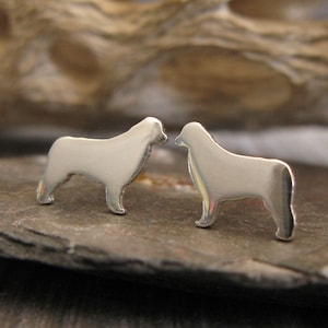 Newfoundland dog stud earrings handmade in sterling silver or 14k gold