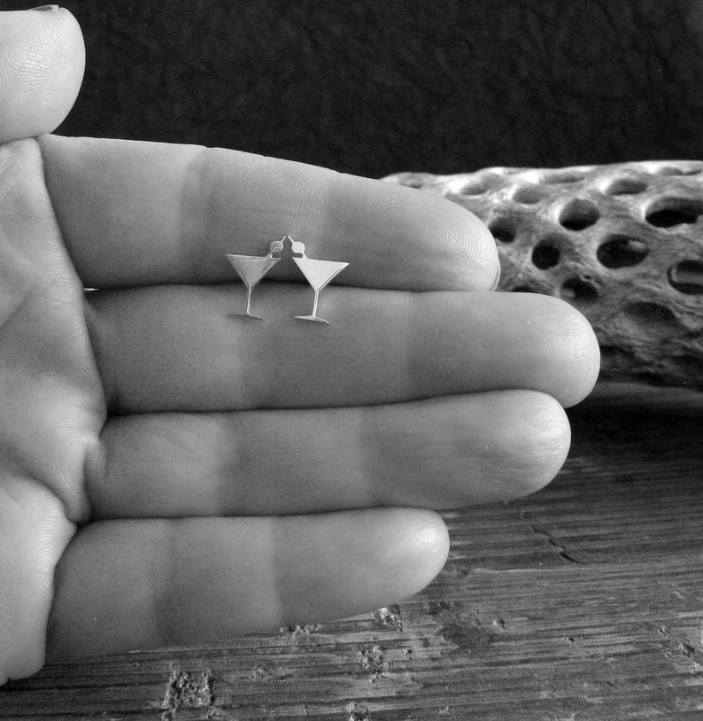 Dirty Martini Glass Cocktail Stud Earrings Handmade in Etsy